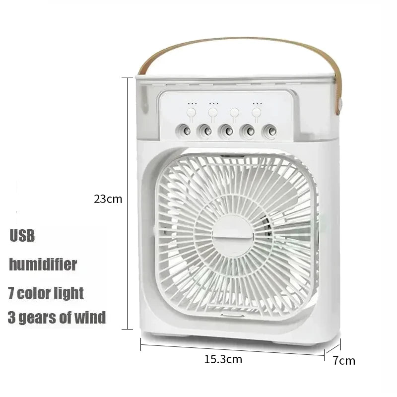 Sei stanco del caldo distruggente dell’estate? Nuovo raffrescatore d’aria 3 in 1: ventilatore domestico compatto con luce notturna LED integrata, funzione umidificatore portatile e regolazione del flusso d’aria, ideale per casa e ufficio.